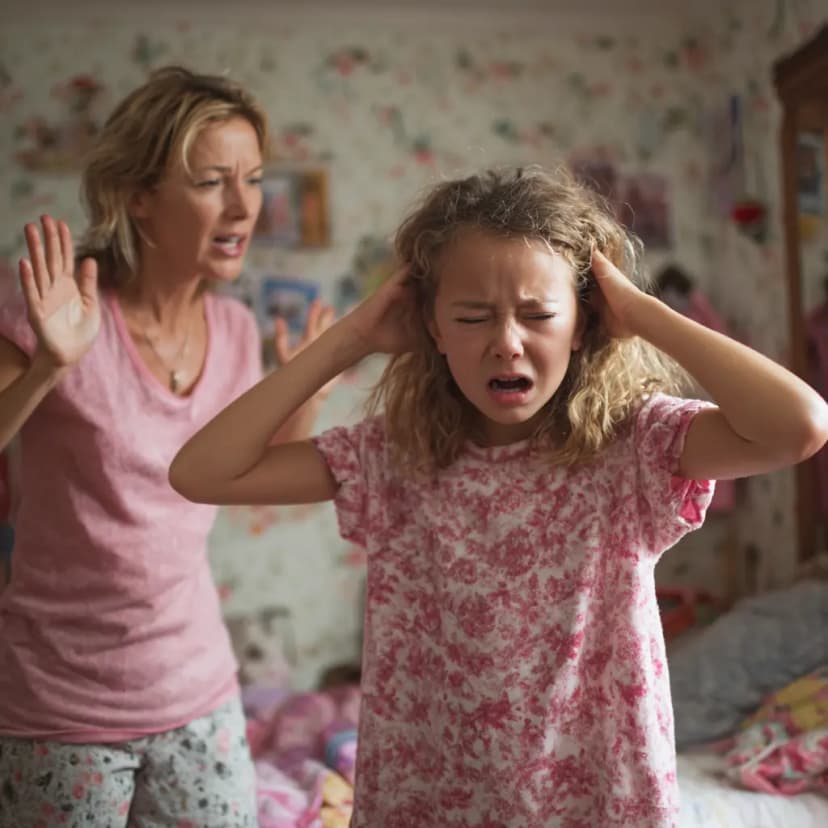 Mother and daughter discussing, learning communication strategies