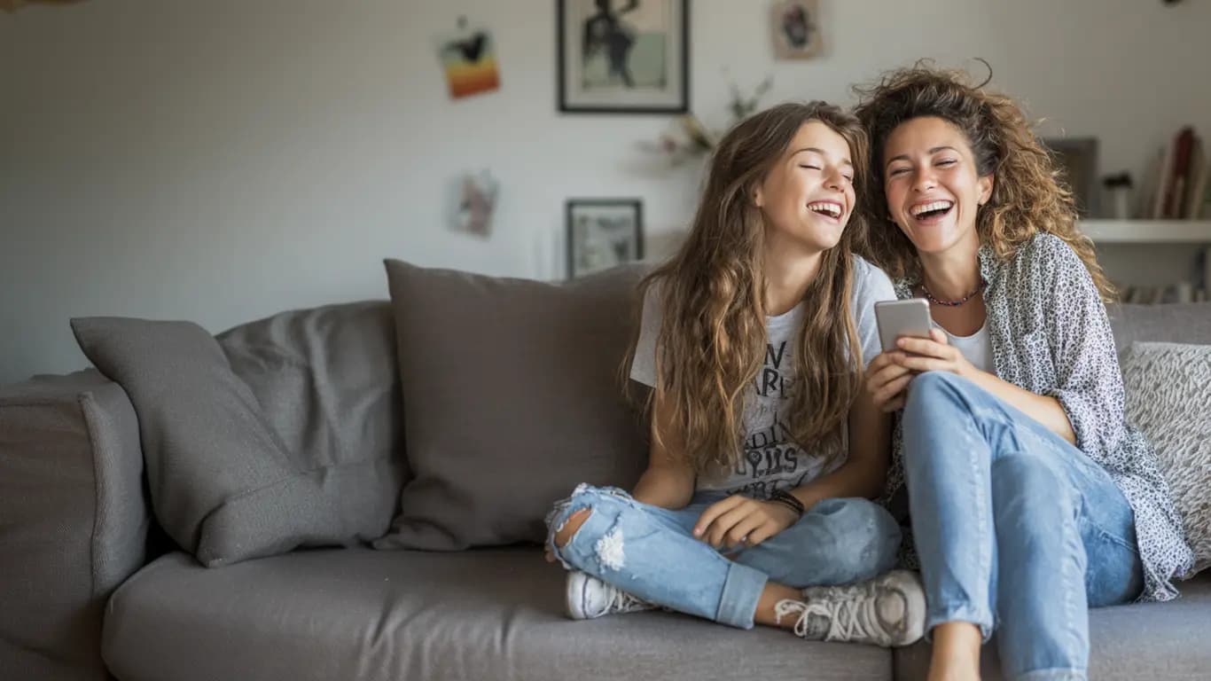 Mother and tween daughter enjoying activities together